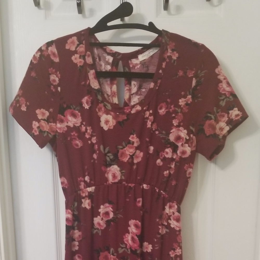 Love You Already Maternity Burgundy Floral Dress